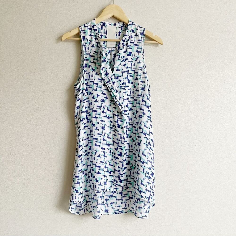 Heather 100% Silk Patterned Sleeveless Tunic Top Size Small
